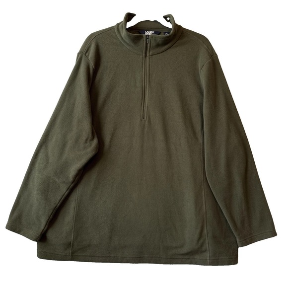 Lands' End Tops - Lands End Fleece 1/4 Zip Pullover Olive Green Jacket 3X Gorpcore Outdoor Comfy